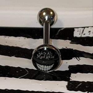 14g tongue ring Mad Hatter Alice in Wonderland we're all mad here
